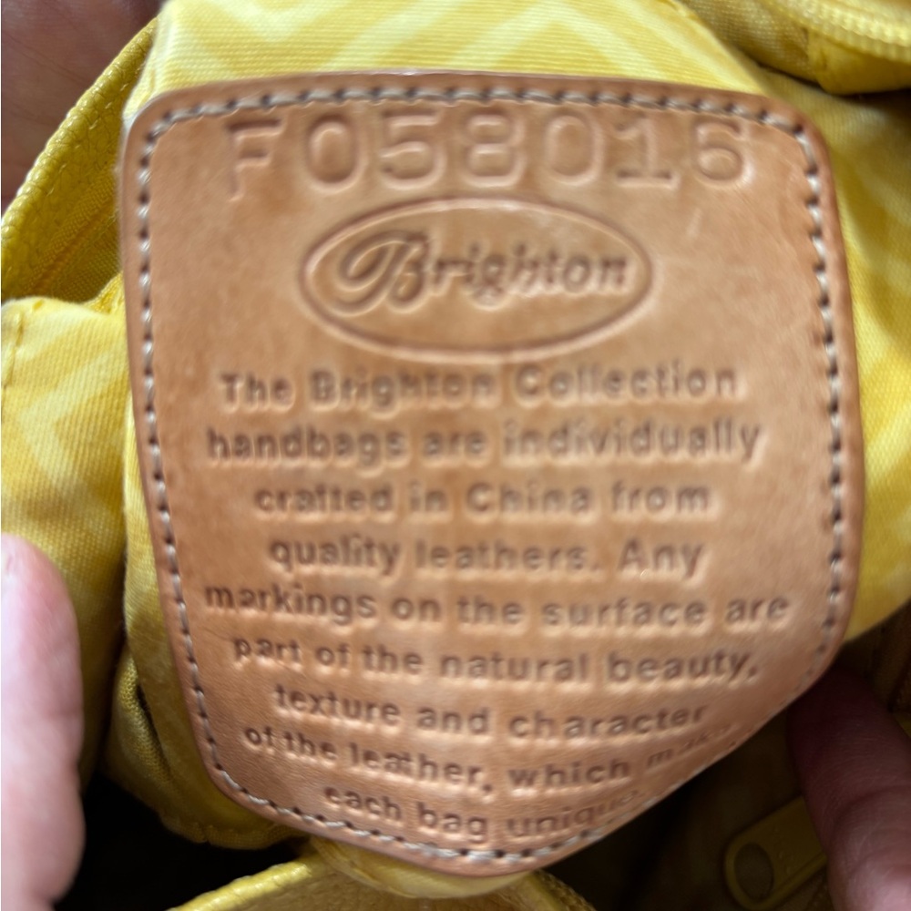 Brighton Yellow and Brown Embossed Shoulder Bag - Picture 5 of 9